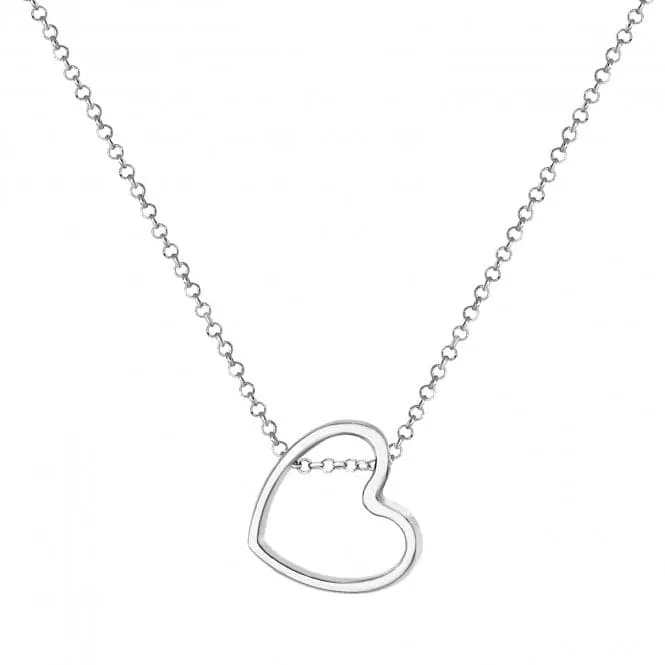 Acotis Silver Chain Rhodium Plated Heart Pendant G3331