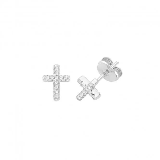 Acotis Silver Studs Rhodium Zirconia Set Cross G51270