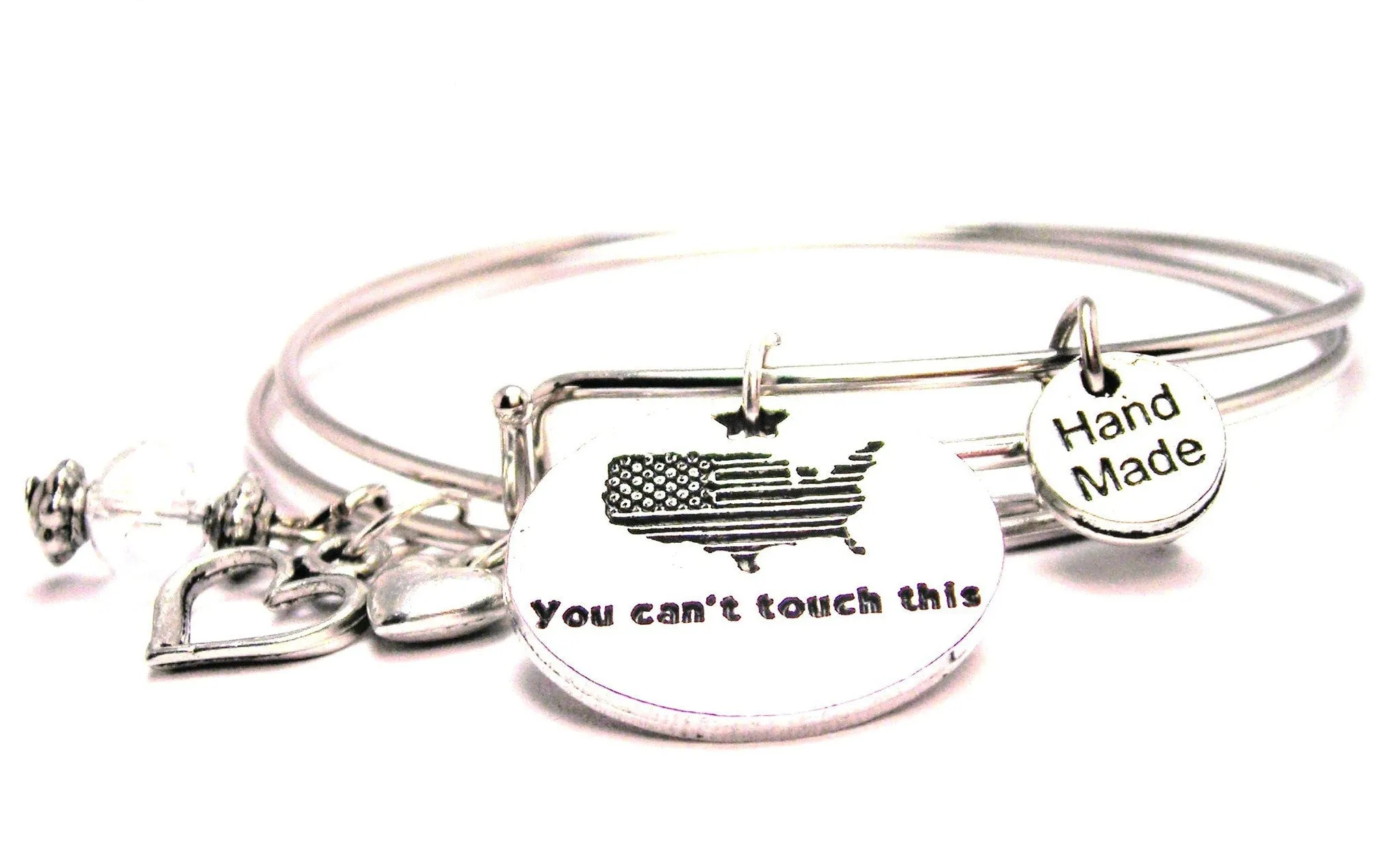 America You Can't Touch This Expandable Bangle Bracelet Set