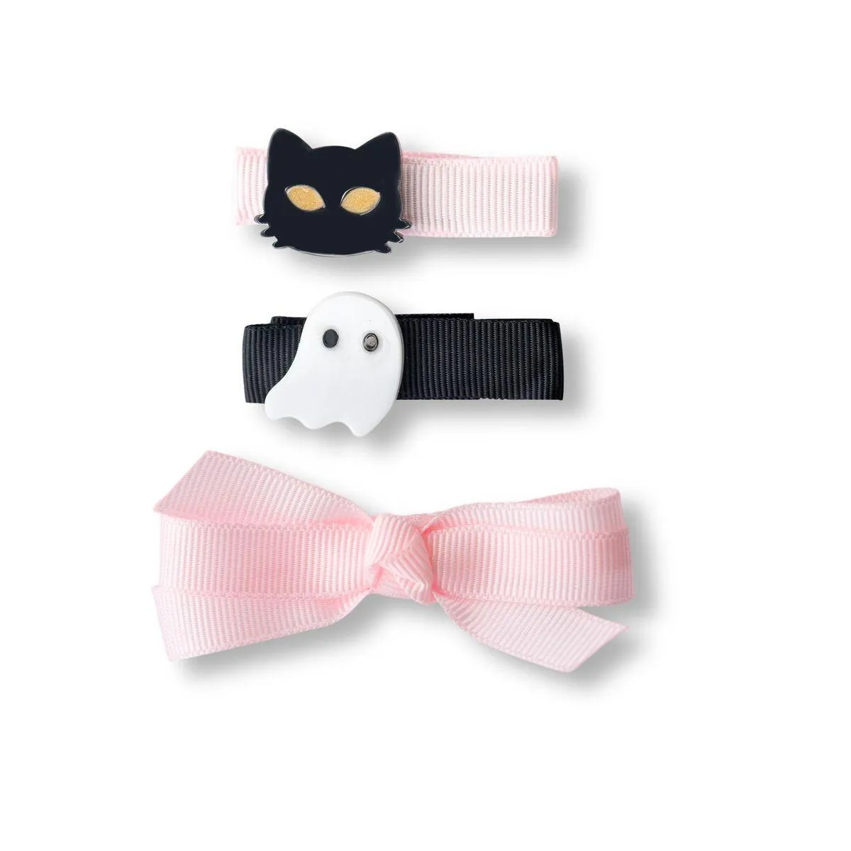 Baby Clips | Cat, Ghost and Fabric Bow Set | Lilies and Roses NY