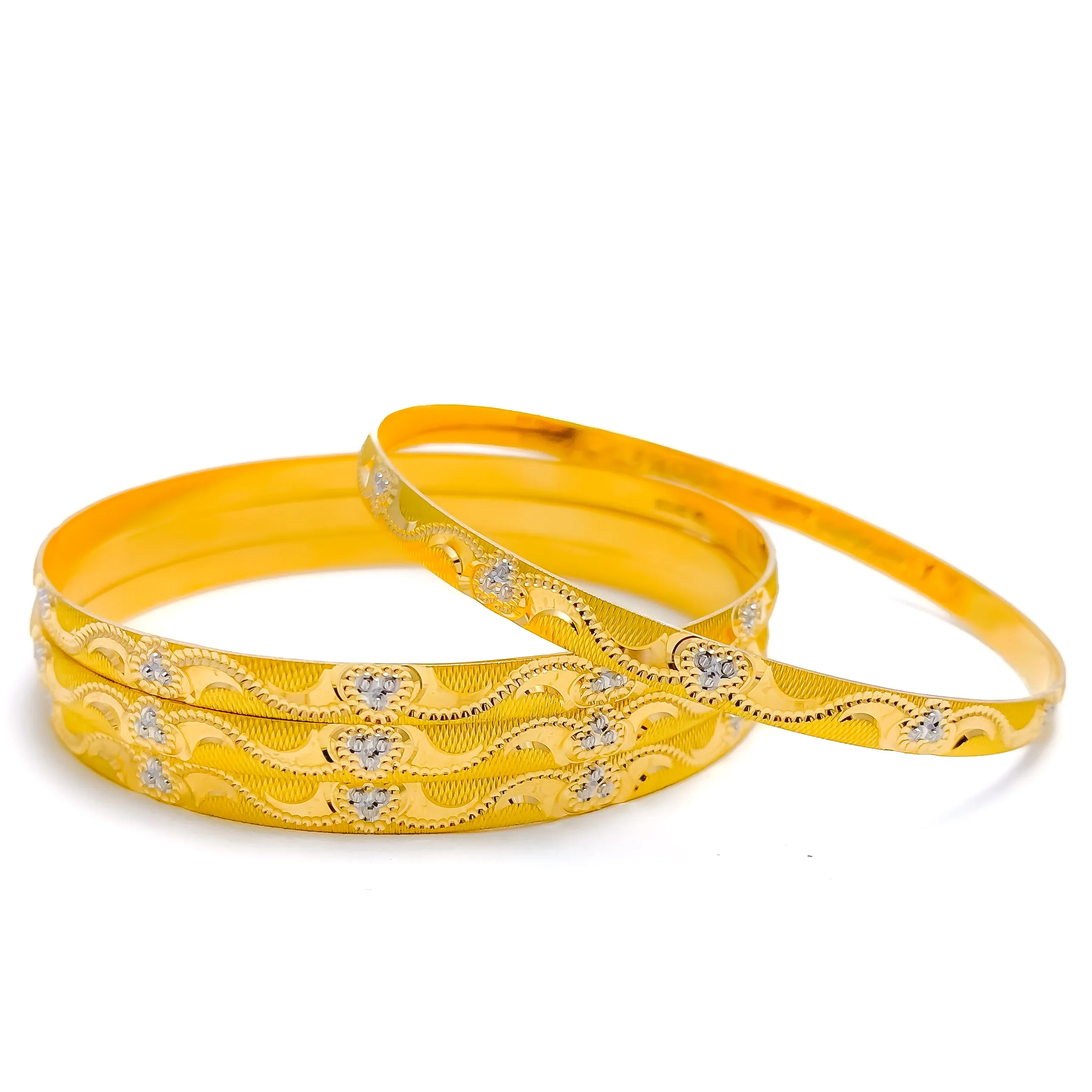 Beautiful Distinct Floral 22k Gold Bangles