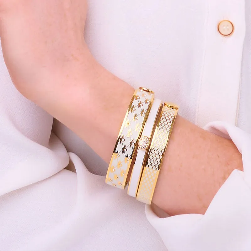 Bee Sparkle Trellis Cream & Gold Bangle