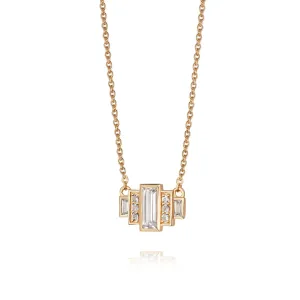 Beloved White Topaz Baguette Necklace 18ct Gold Plate