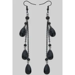 Black Faceted Jewel Dangle Earrings