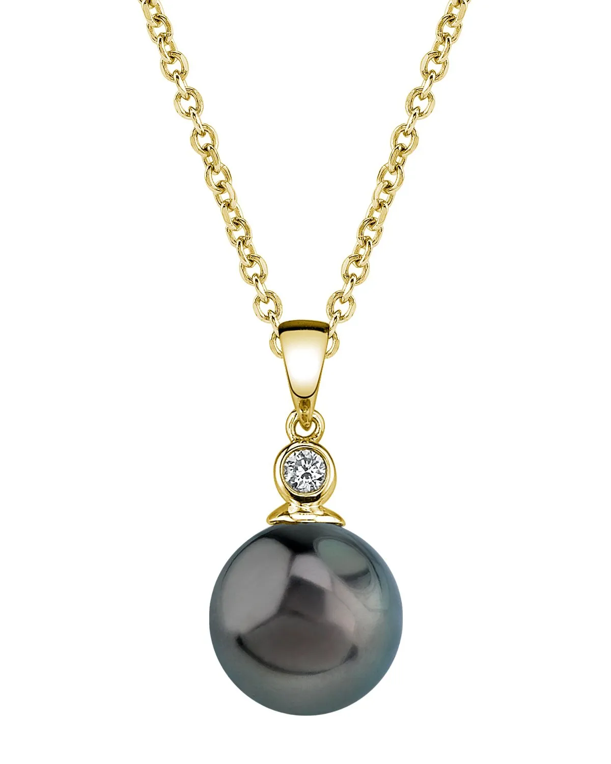 Black Tahitian Pearl & Diamond Bezel Pendant