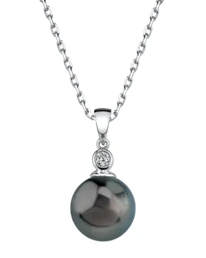 Black Tahitian Pearl & Diamond Bezel Pendant