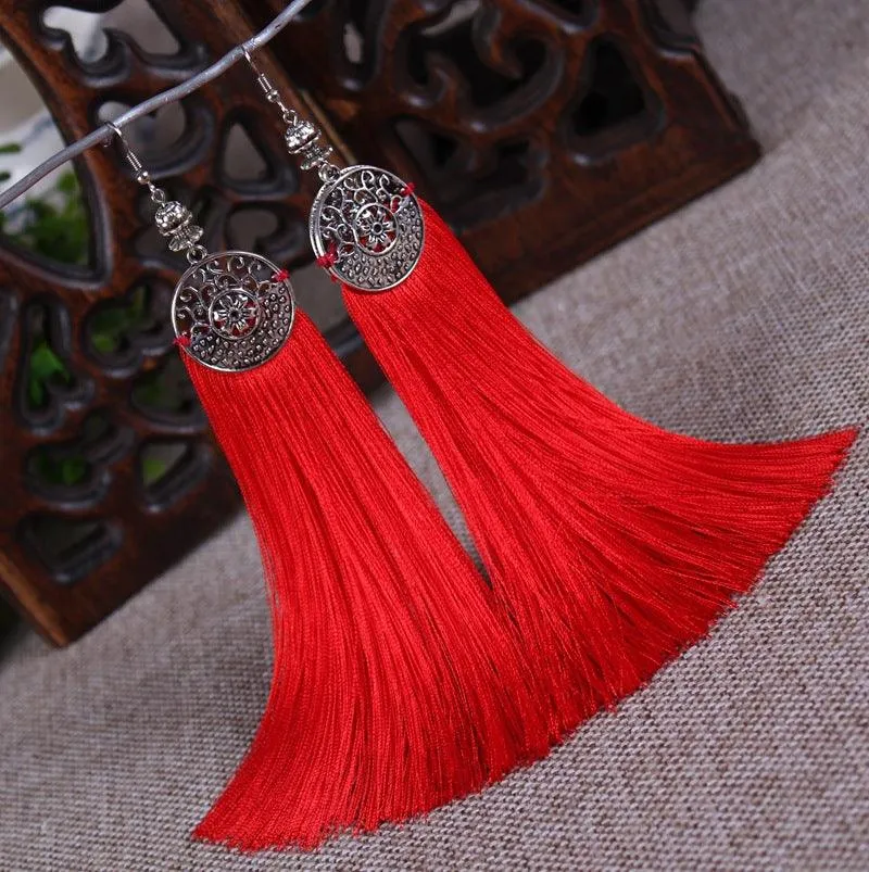 Boho Chic Long Tassel Drop Earring