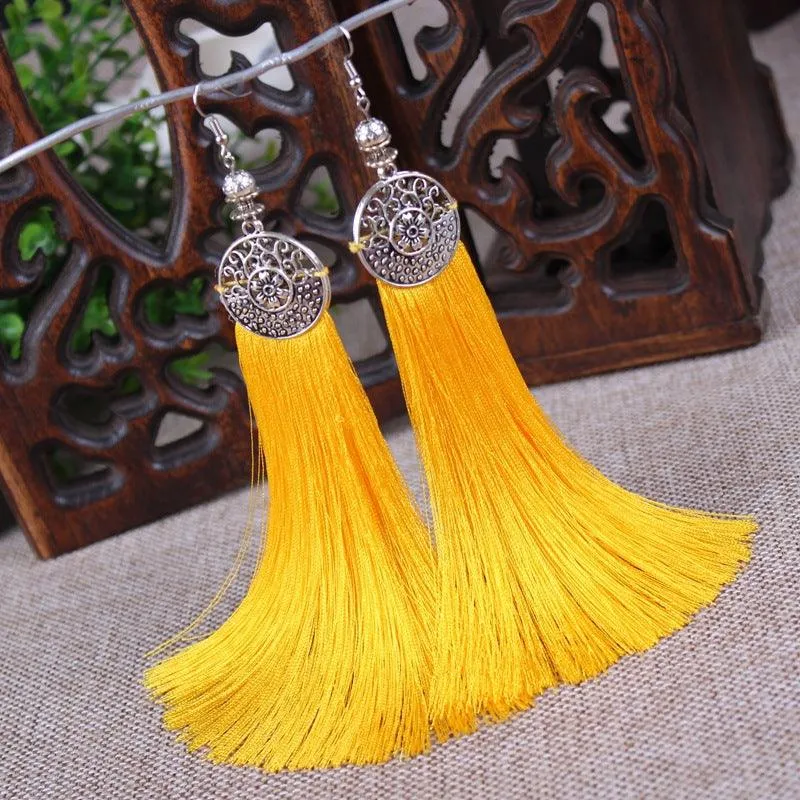 Boho Chic Long Tassel Drop Earring