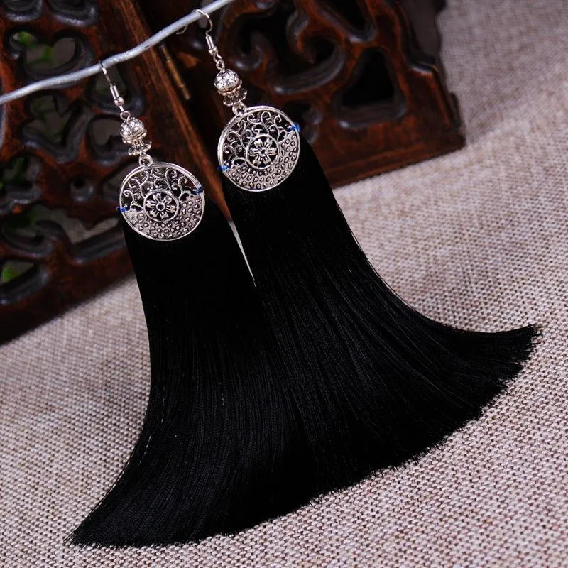 Boho Chic Long Tassel Drop Earring