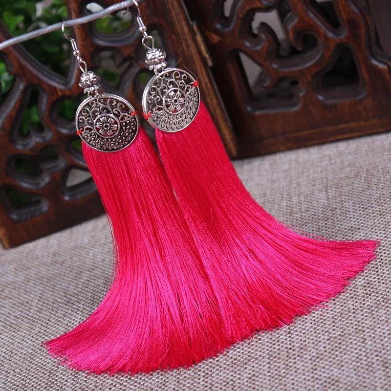 Boho Chic Long Tassel Drop Earring