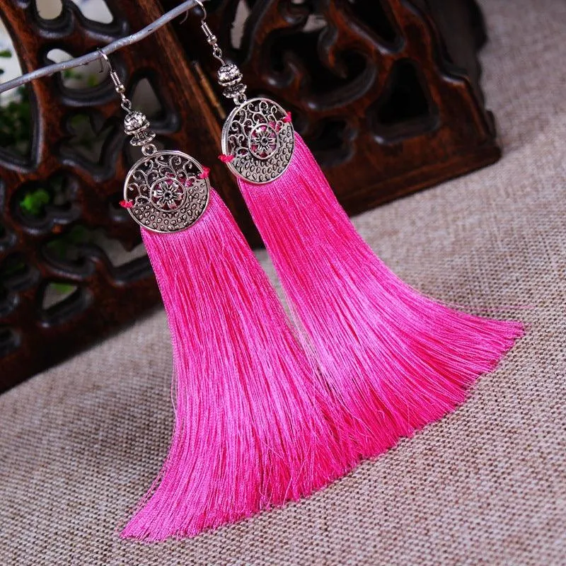 Boho Chic Long Tassel Drop Earring