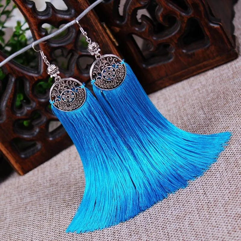 Boho Chic Long Tassel Drop Earring