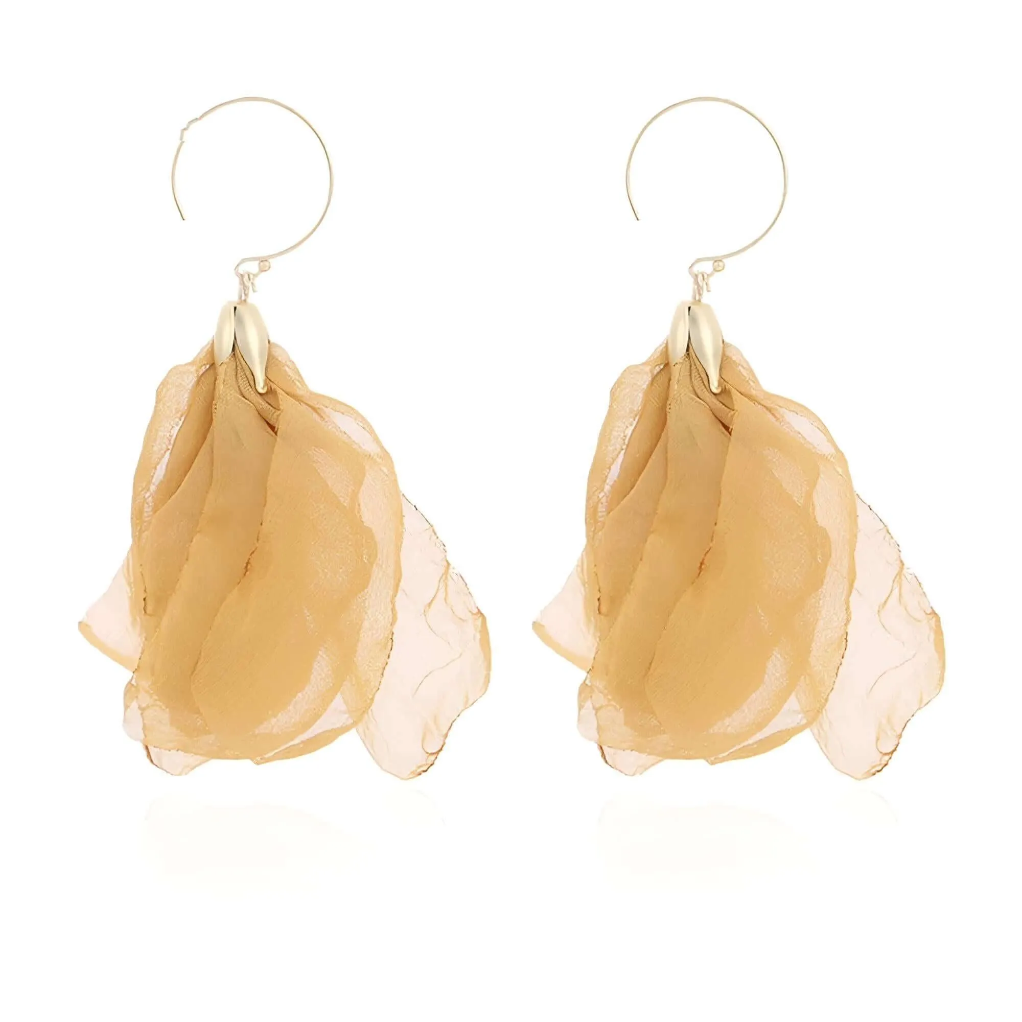 Boho-Chic Tulle Cloth Women's Flower Earrings - "Must Have*