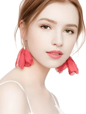 Boho-Chic Tulle Cloth Women's Flower Earrings - "Must Have*