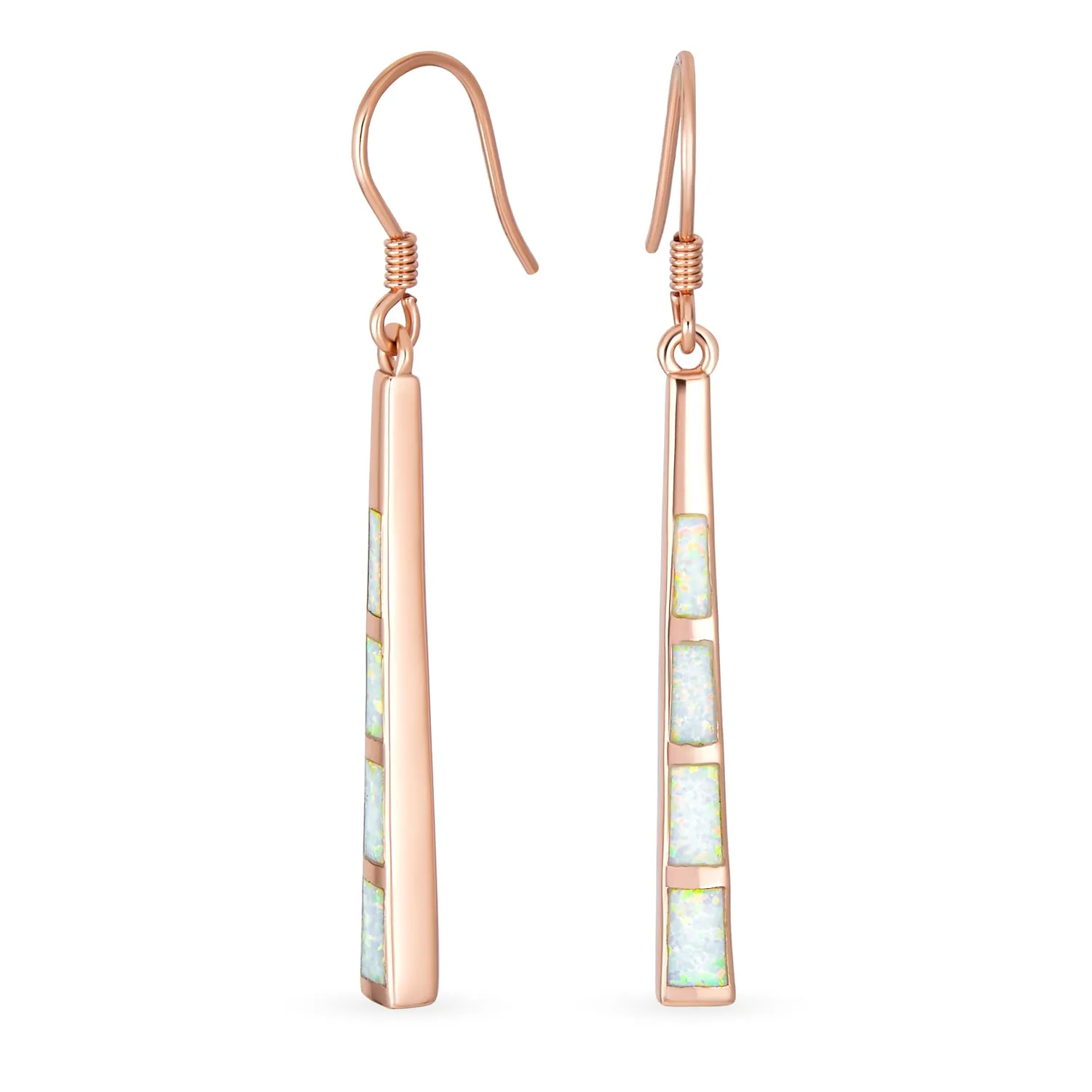 Boho Iridescent Opal Teardrop Dangle Gemstone Earrings in Rose Gold Sterling Silver