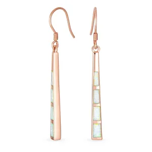 Boho Iridescent Opal Teardrop Dangle Gemstone Earrings in Rose Gold Sterling Silver