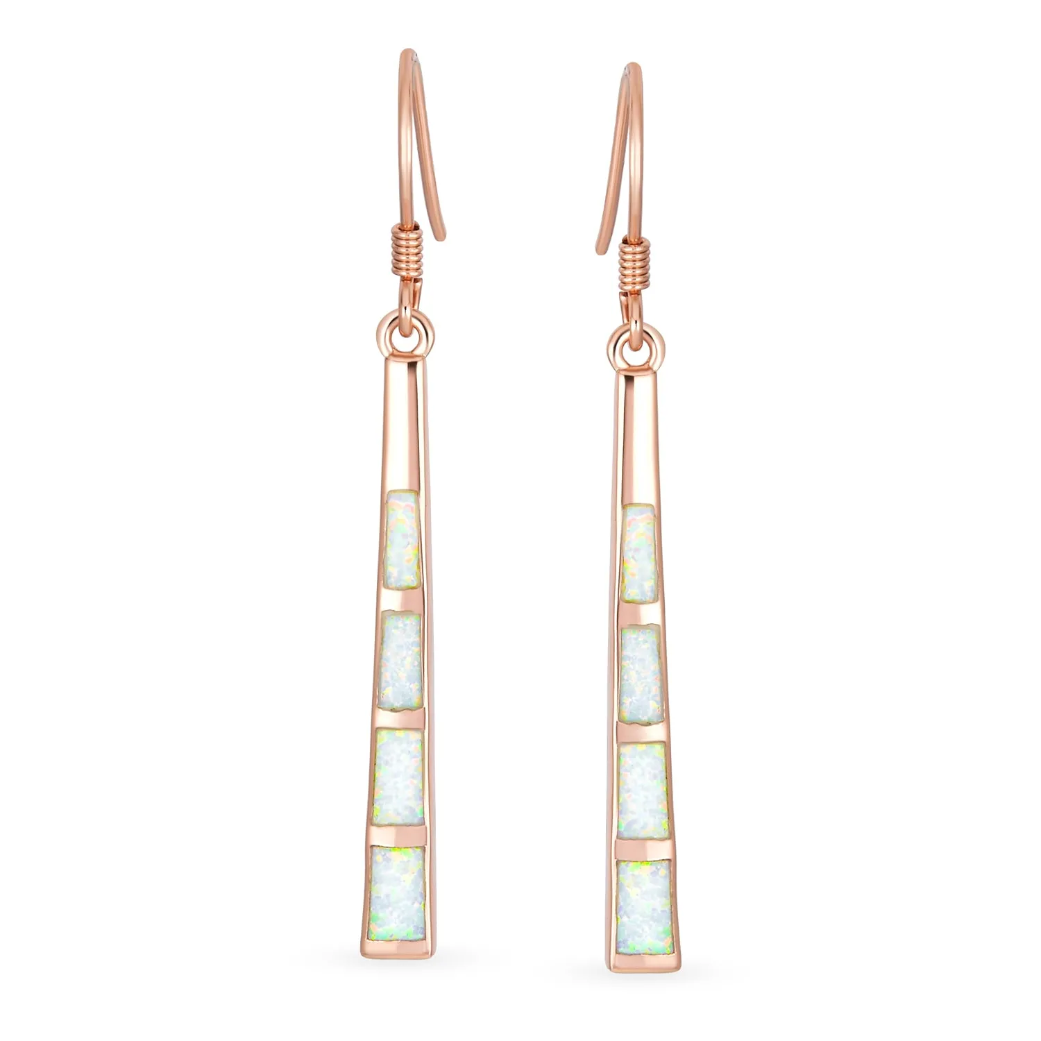 Boho Iridescent Opal Teardrop Dangle Gemstone Earrings in Rose Gold Sterling Silver