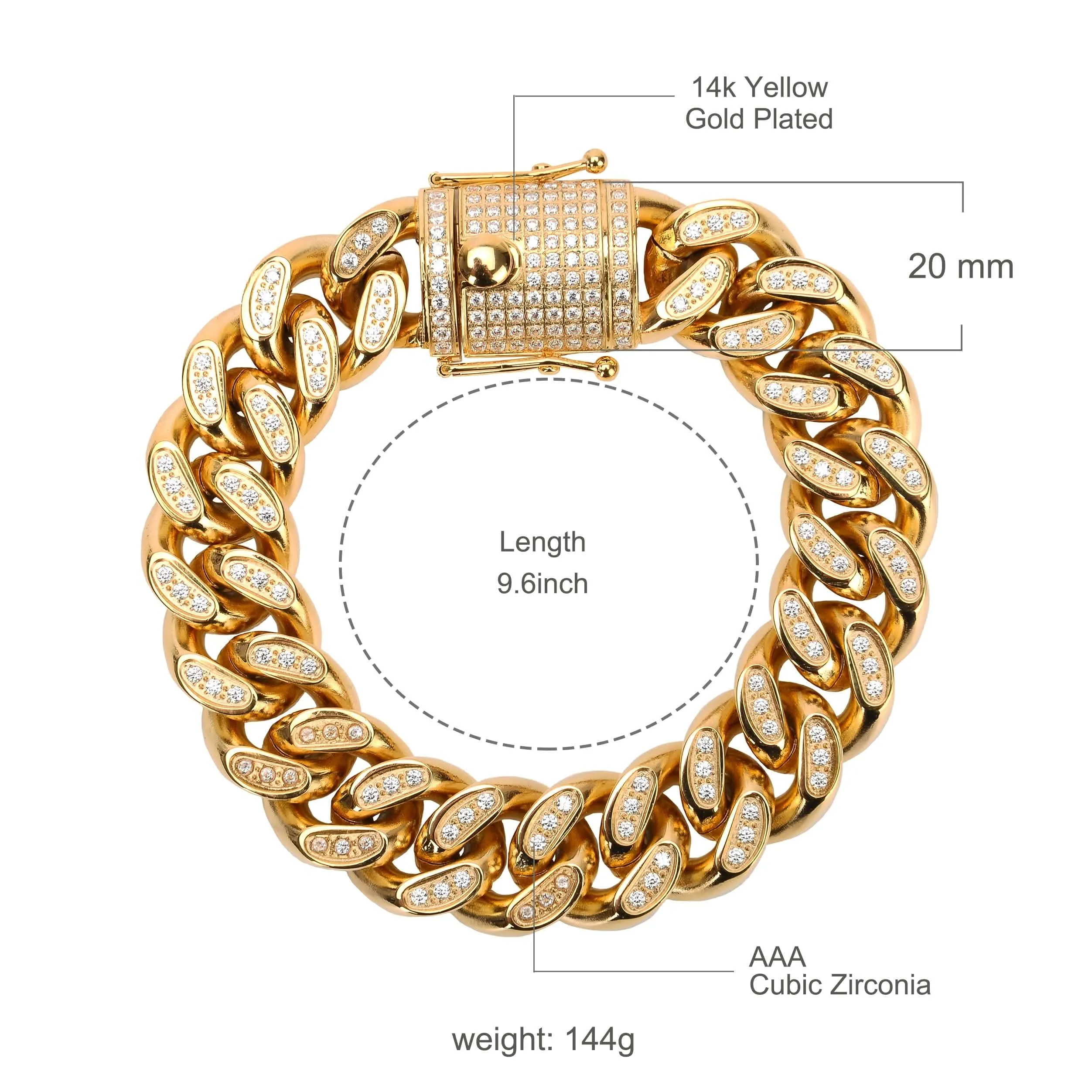 Bold 18MM Stainless Steel Cuban Bracelet with Full Cubic Zirconia