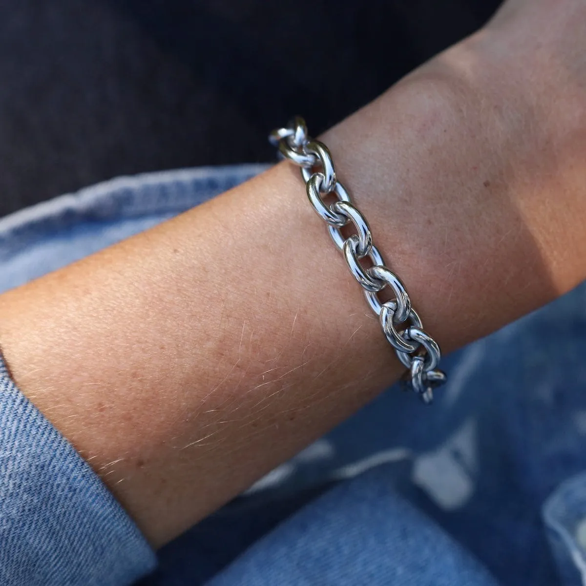 Bold Oval Link Bracelet in Stainless Steel