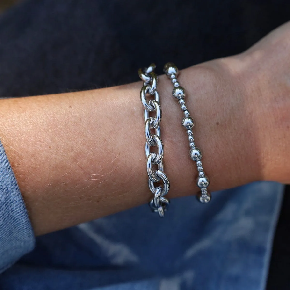 Bold Oval Link Bracelet in Stainless Steel