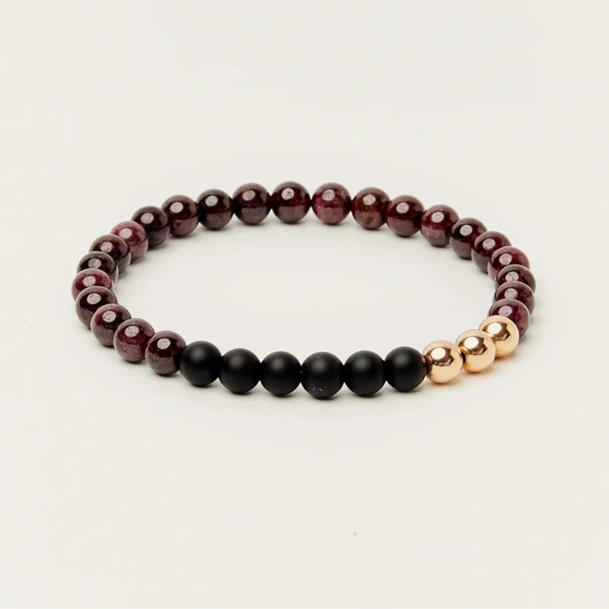 Bold Passion Garnet & Matte Onyx Bead Bracelet 6mm