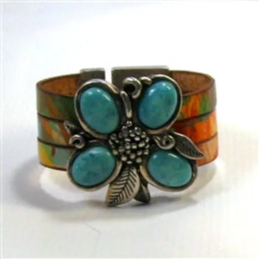 Bold Statement Cuff Leather Bracelet in a Kaleidoscope of Color