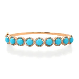 Bold Turquoise & Diamond Bangle Bracelet