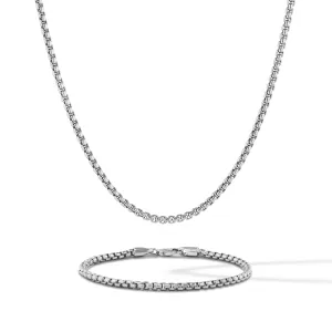 Box Chain Set - Sterling Silver