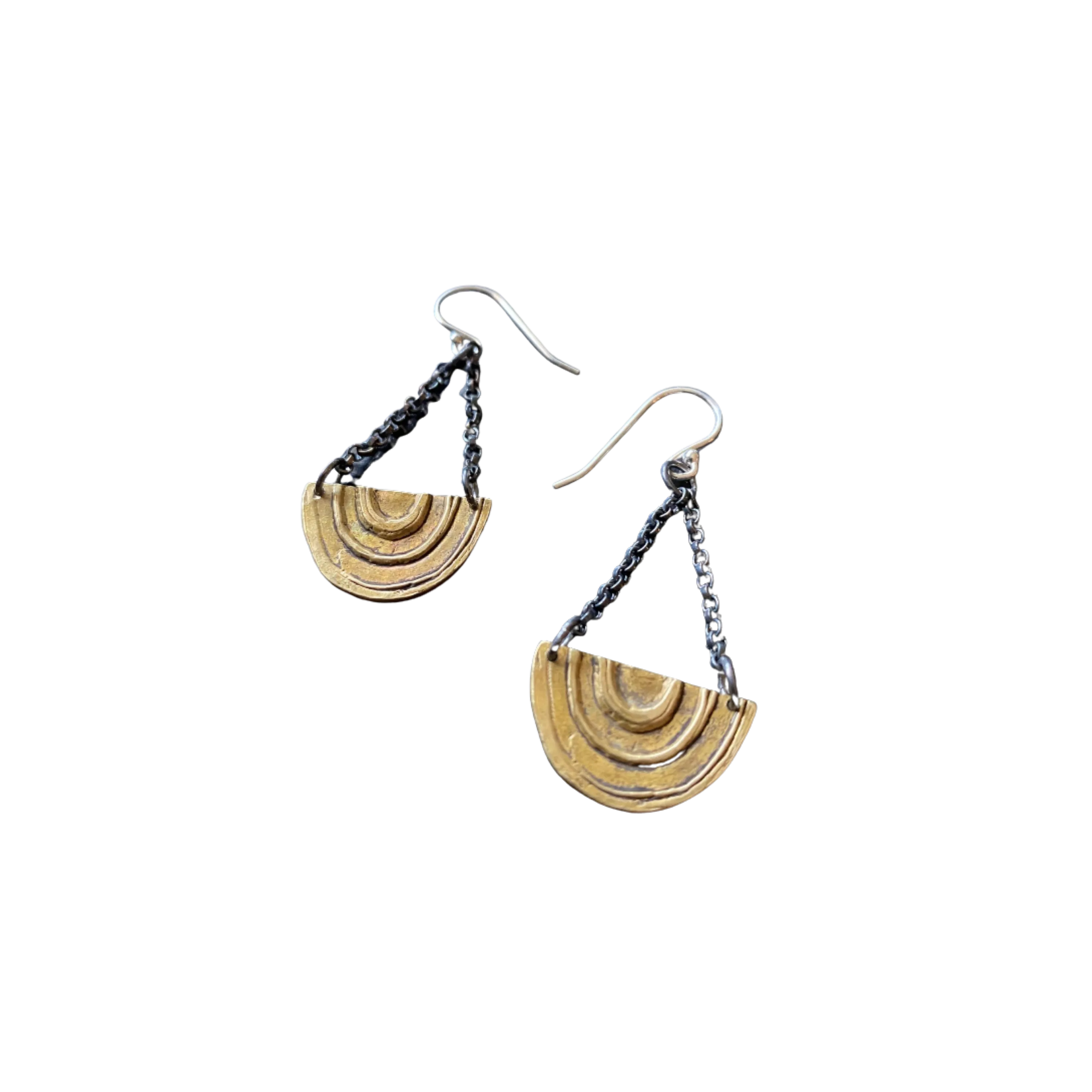 Brass Rainbows on Sterling Silver Chains Earrings