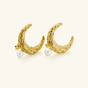 Cascading Pearl Crescent Studs | VELA x Nominal