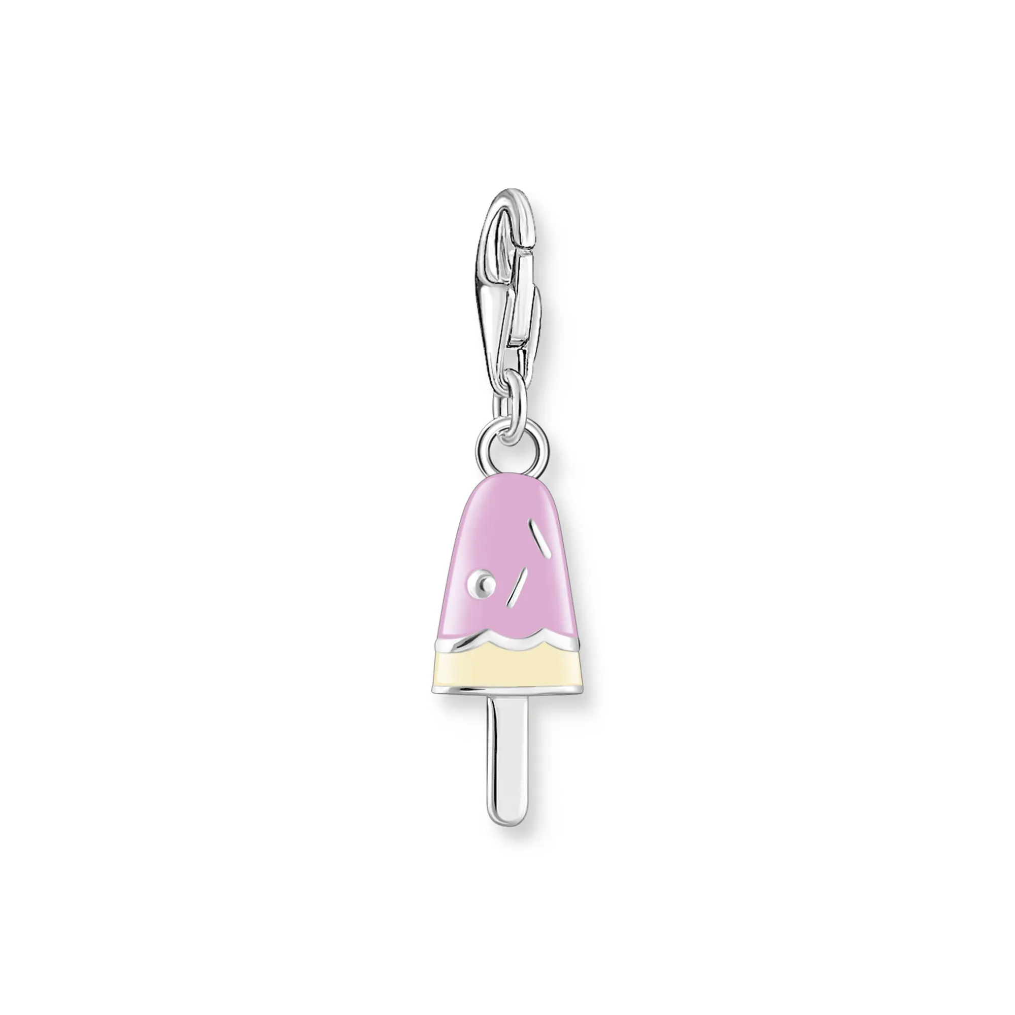 Charm pendant colorful popsicle with white stones silver