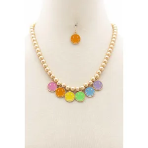 Colorful Happy Face Ball Bead Necklace