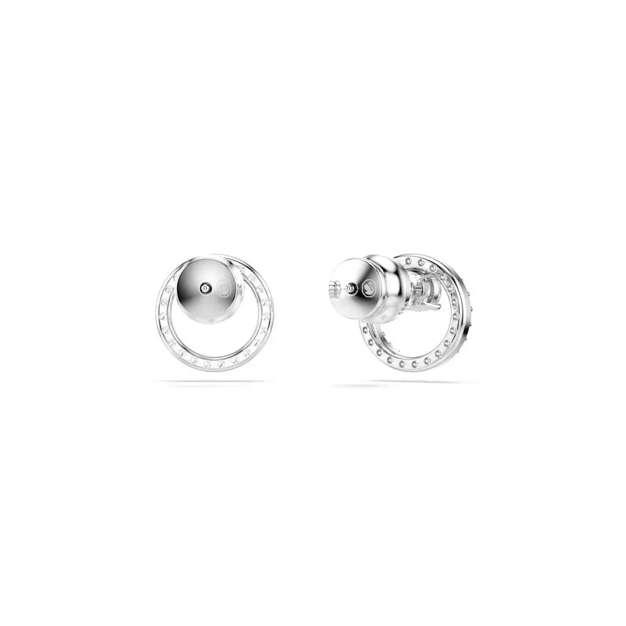 Constella Rhodium Plated White Round Cut Stud Earrings 5692262