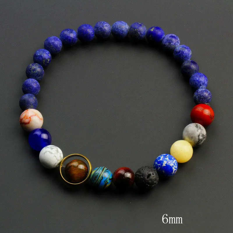 Cosmic Galaxy Eight Planets Natural Stone Bracelet