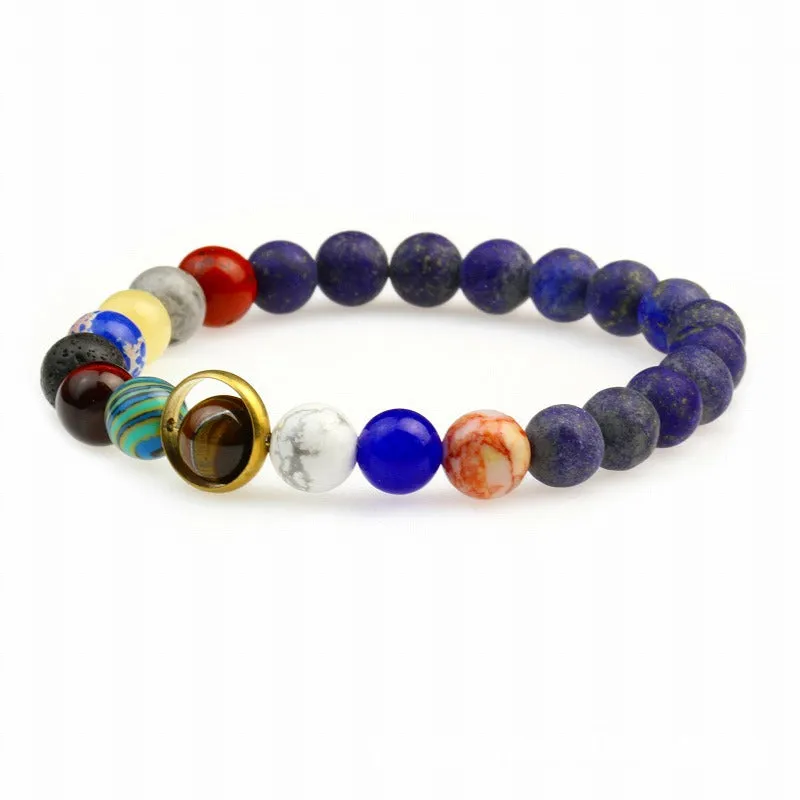 Cosmic Galaxy Eight Planets Natural Stone Bracelet