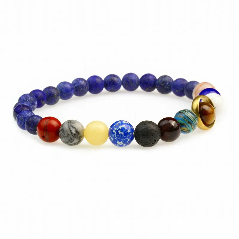 Cosmic Galaxy Eight Planets Natural Stone Bracelet