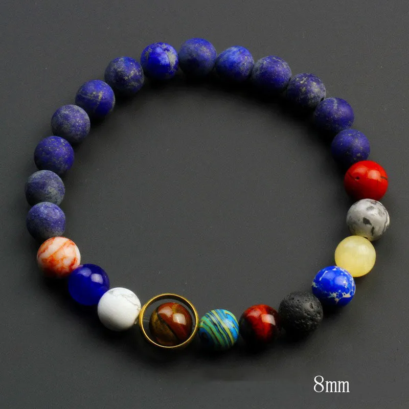 Cosmic Galaxy Eight Planets Natural Stone Bracelet