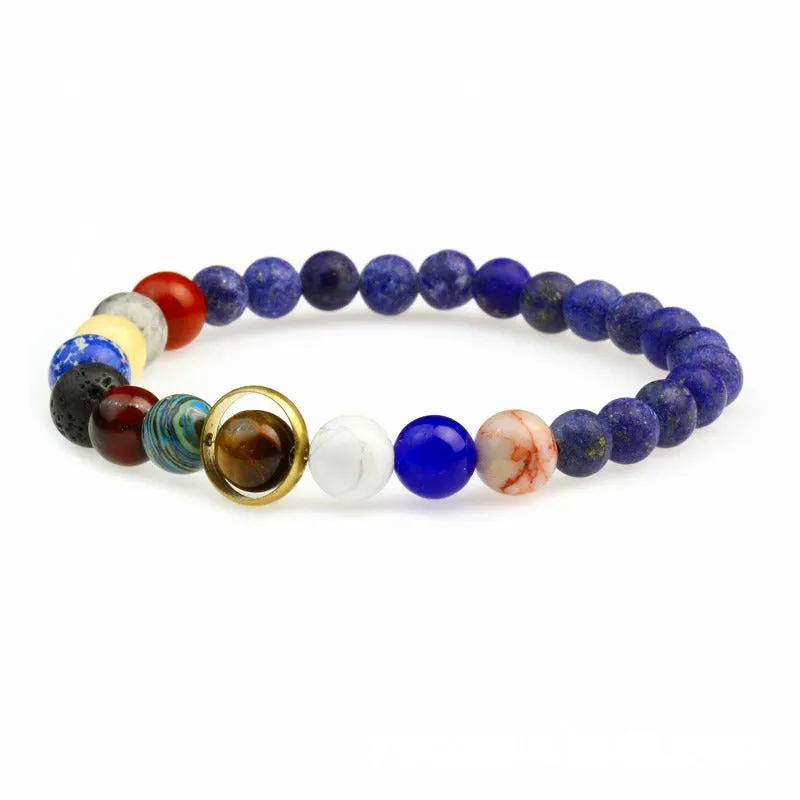 Cosmic Galaxy Eight Planets Natural Stone Bracelet