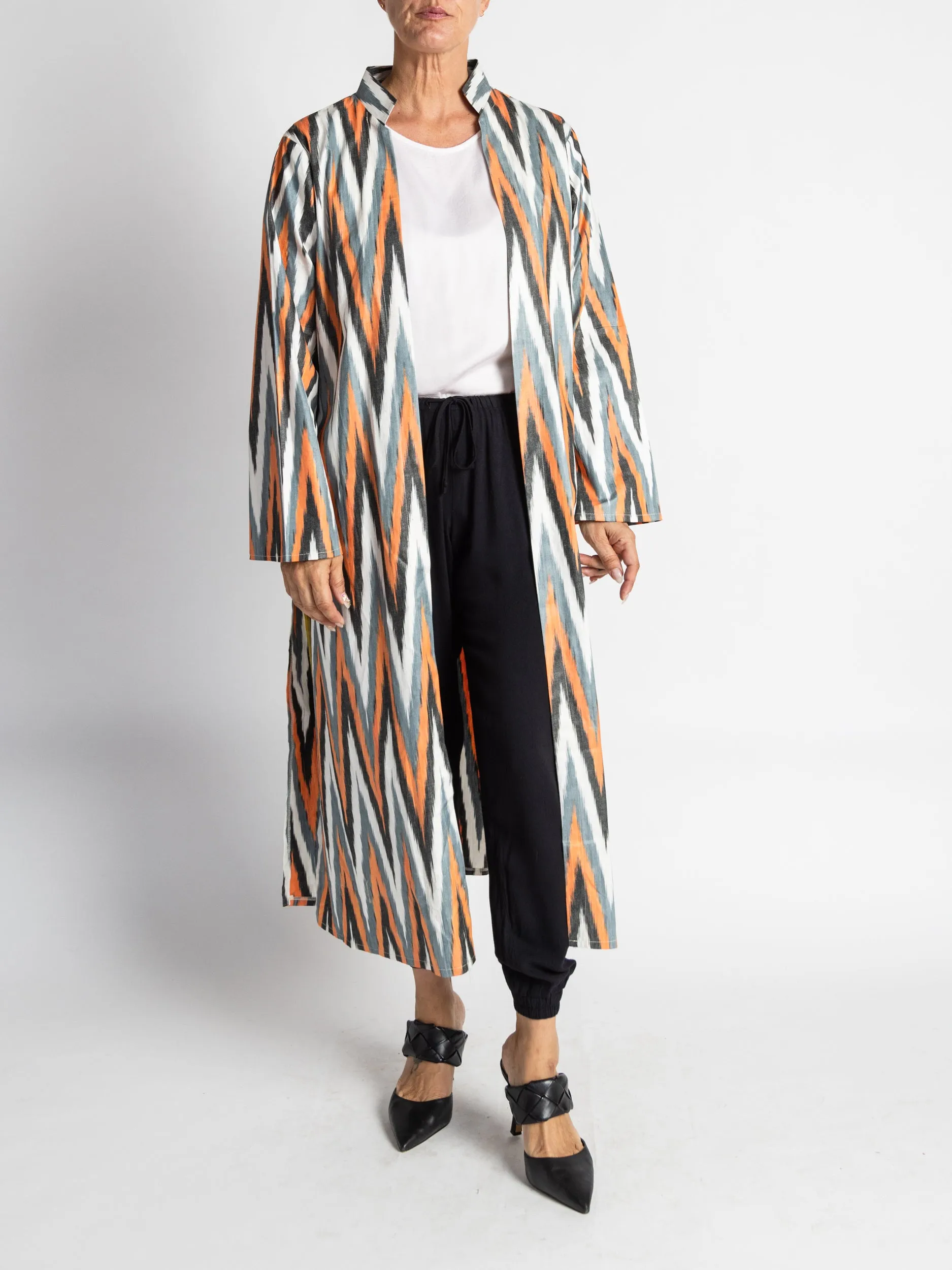 Cotton Bold Noir Chevron Caftan