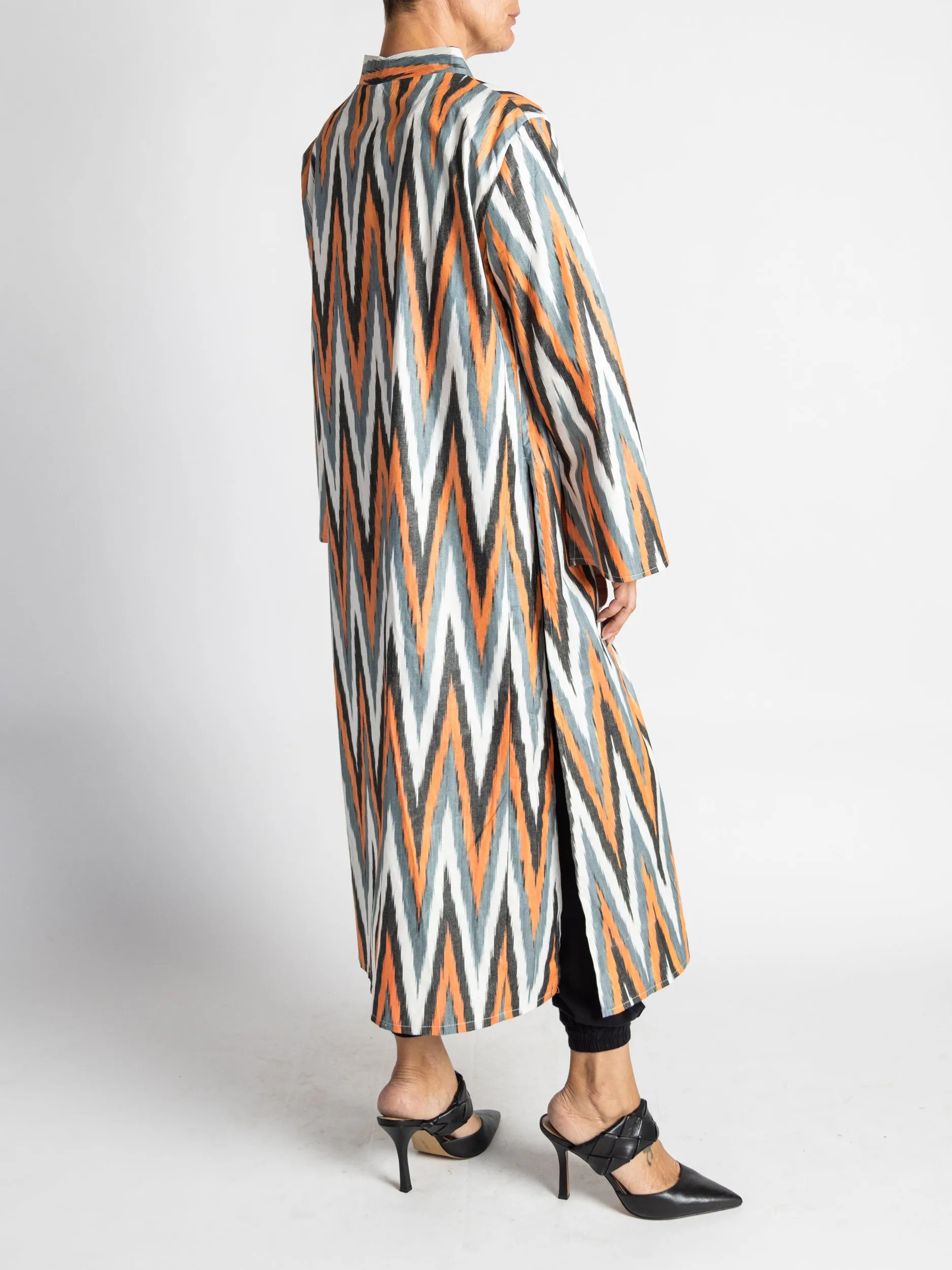 Cotton Bold Noir Chevron Caftan