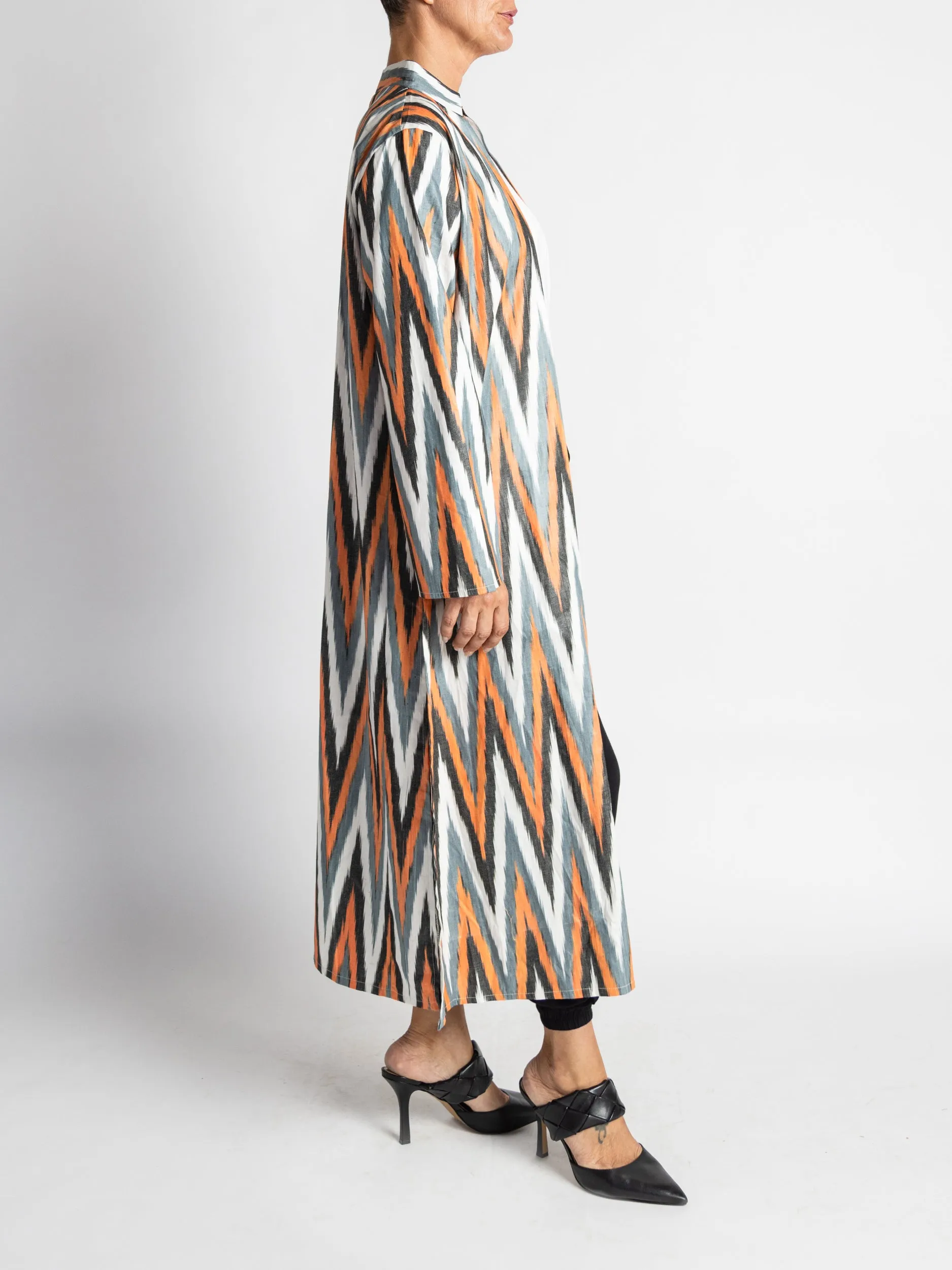 Cotton Bold Noir Chevron Caftan