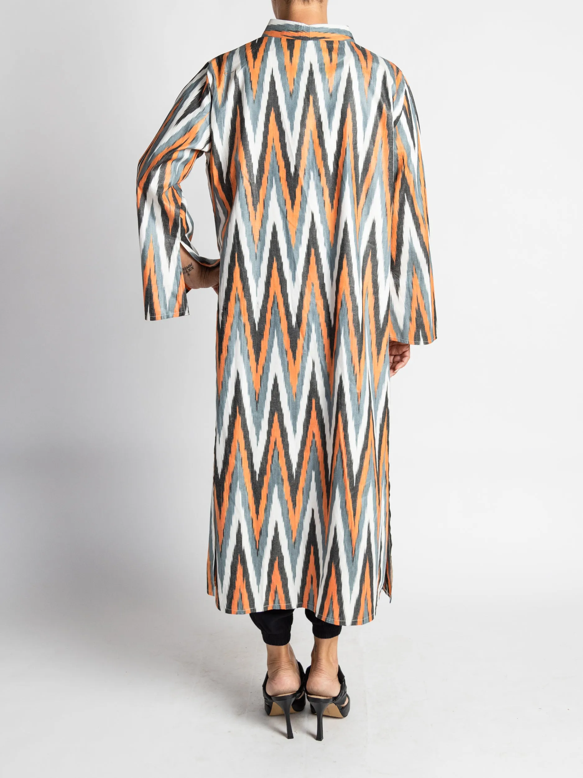 Cotton Bold Noir Chevron Caftan