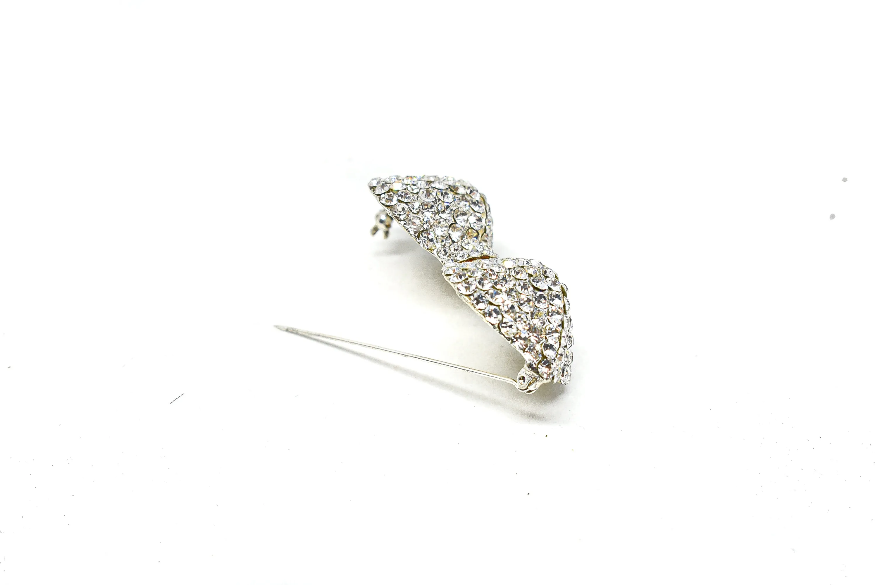 Crystal Rhinestone Bow Brooch with Pin 2.25" x 1.25" - 1 Piece