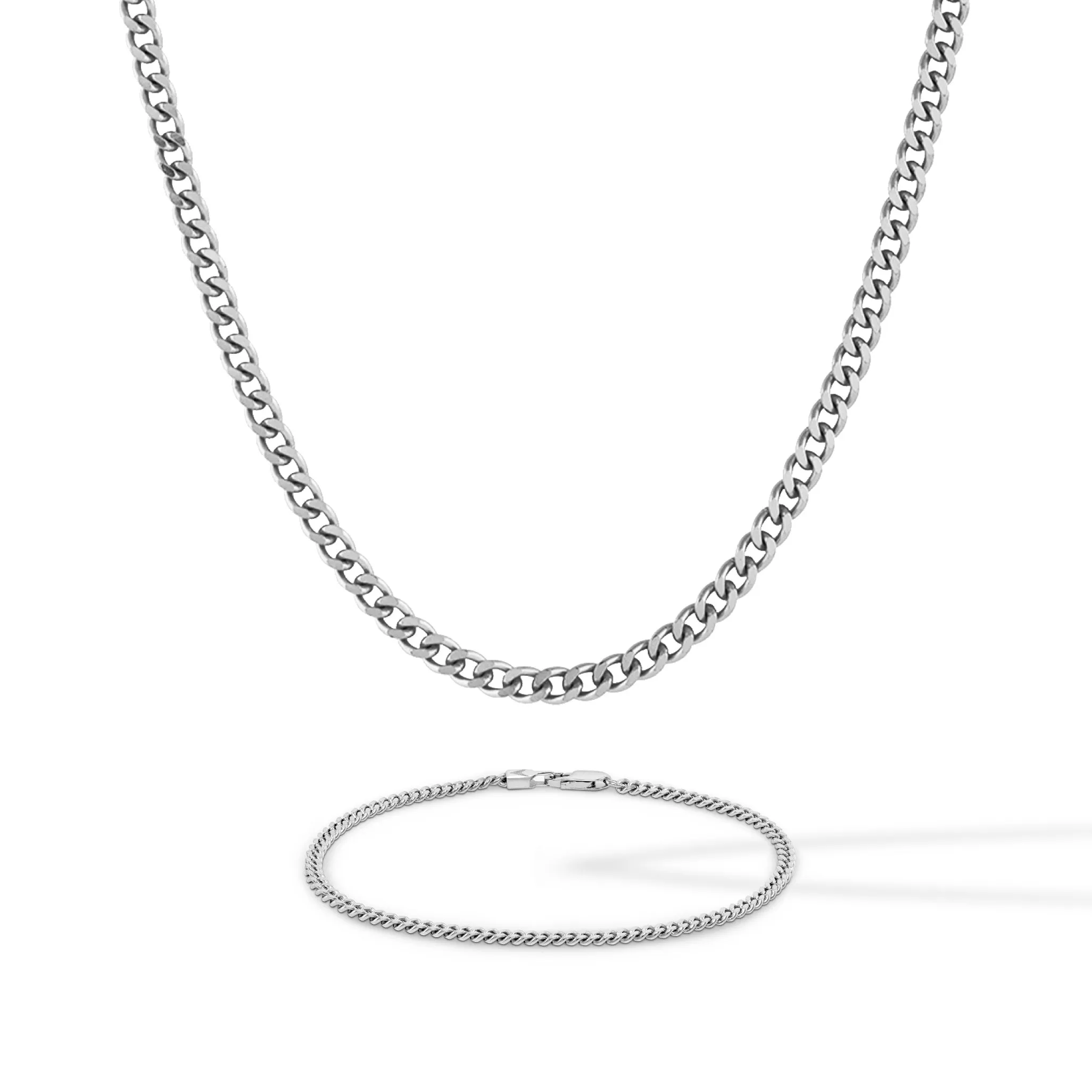 Curb Chain Set - Sterling Silver