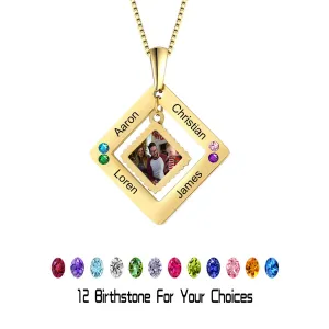 customized photos with birthstone Colorful 12 Birthstone Pendant Necklaces