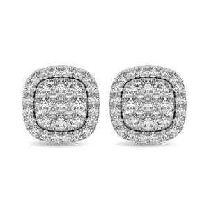 Diamond 5/8 Ct.Tw. Cluster Stud Earrings in 14K White Gold