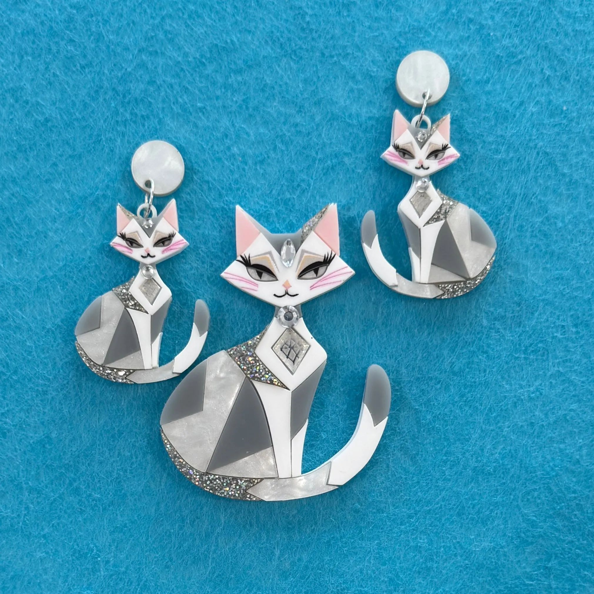 Diamond 💎 cat - Brooch - Set of 2