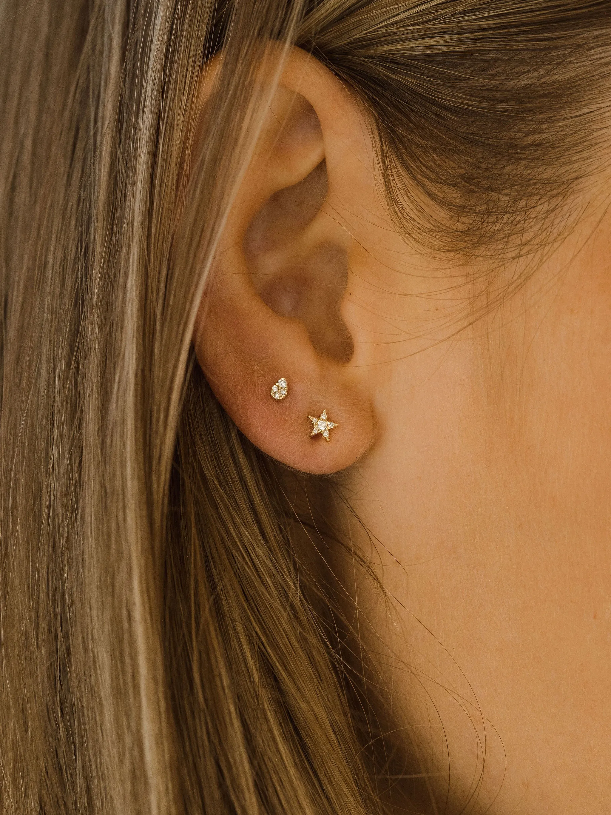 Diamond Hani Studs | 14K Gold