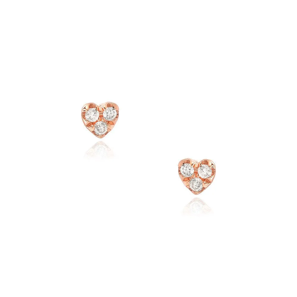 Diamond Heart Studs | 14K Gold