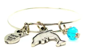 Dolphin Silhouette Expandable Bangle Bracelet